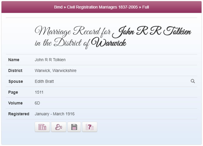 John and Edith's marriage record