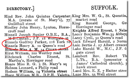 Godfrey & Henry Hinnels in Suffolk 1937 Kelly's
				Directory