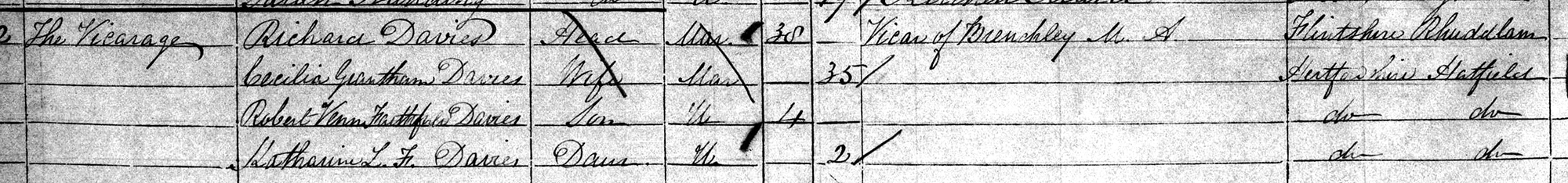 Robert aged 4 on the 1851 Census