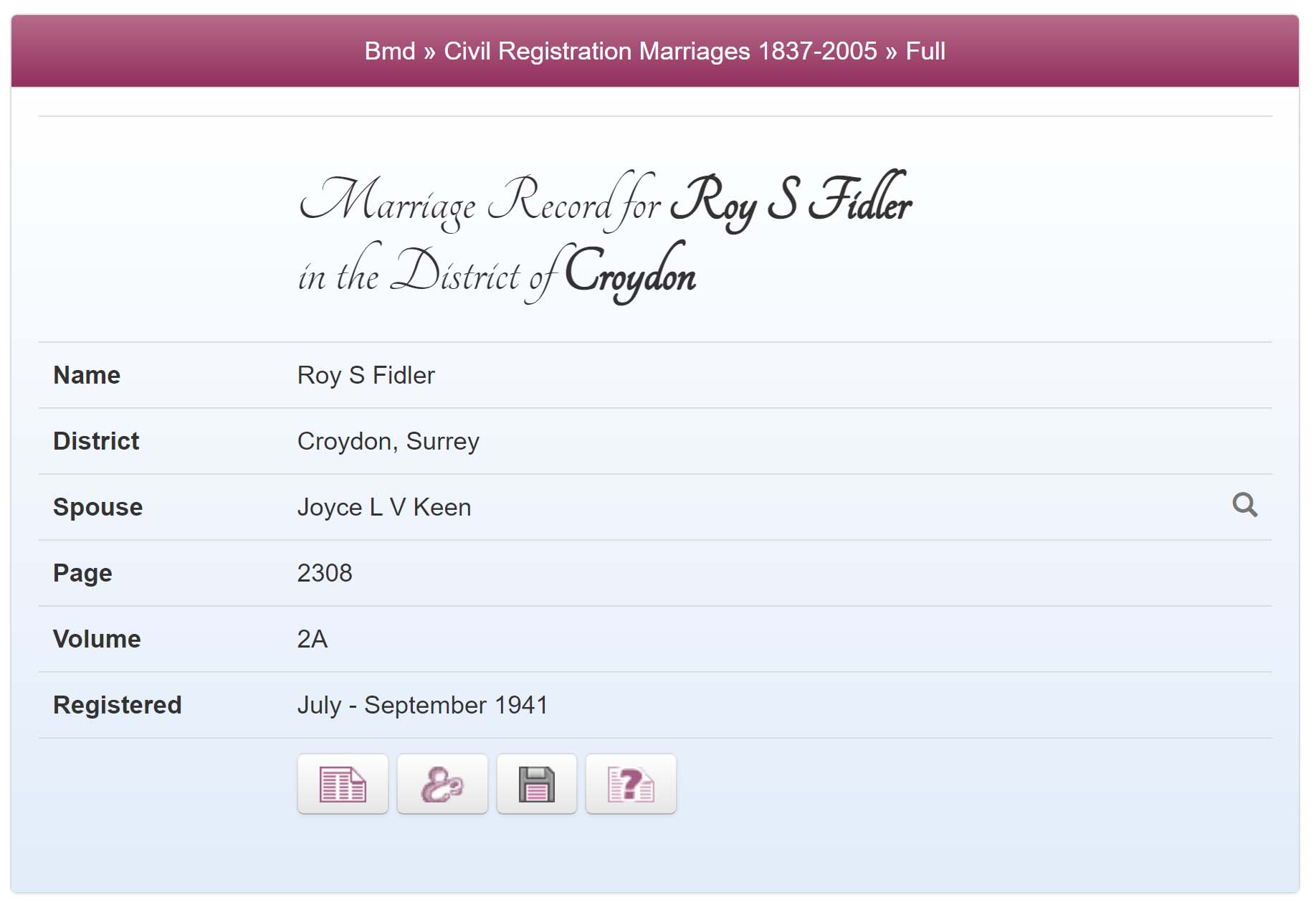 The Marriage for Roy and Joyce Fidler