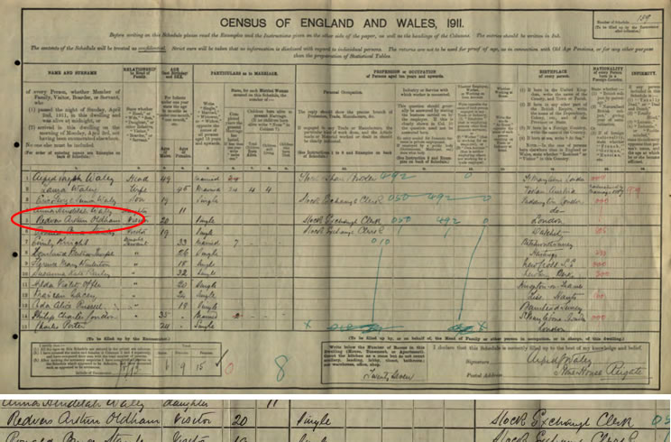 Redvers Oldham in the 1911 Census at TheGenealogist.co.uk