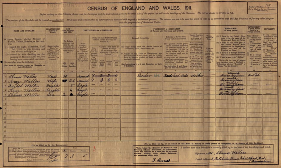 The Walters Family in the 1911 Census at TheGenealogist.co.uk