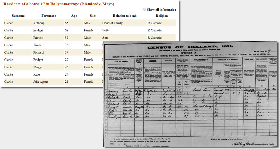 Bridget Clarke in the 1911 Census
