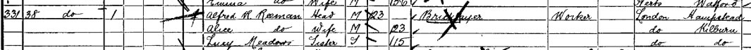 Lucy Meadows on the 1901 Census
