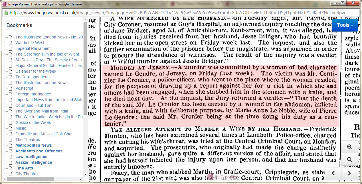 The murder is reported in the Illustrated London News for March 7, 1846.