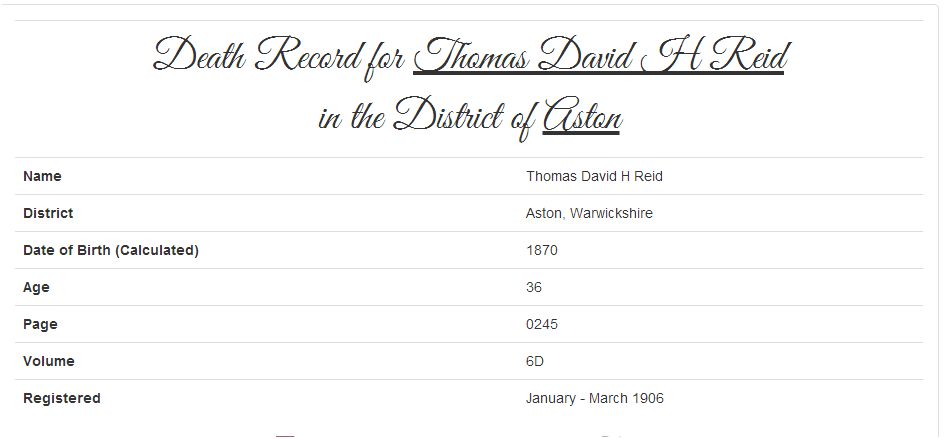Thomas Reid's death record