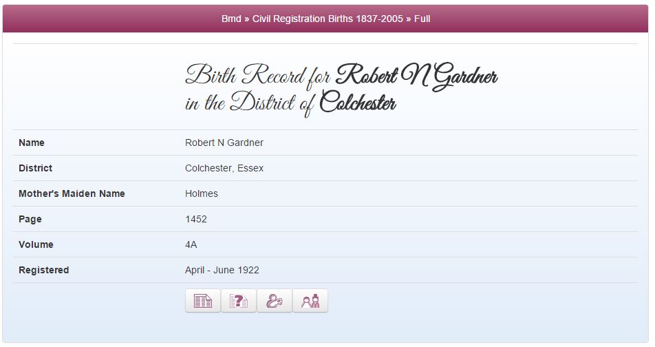 Robert Gardner's birth records at TheGenealogist.co.uk