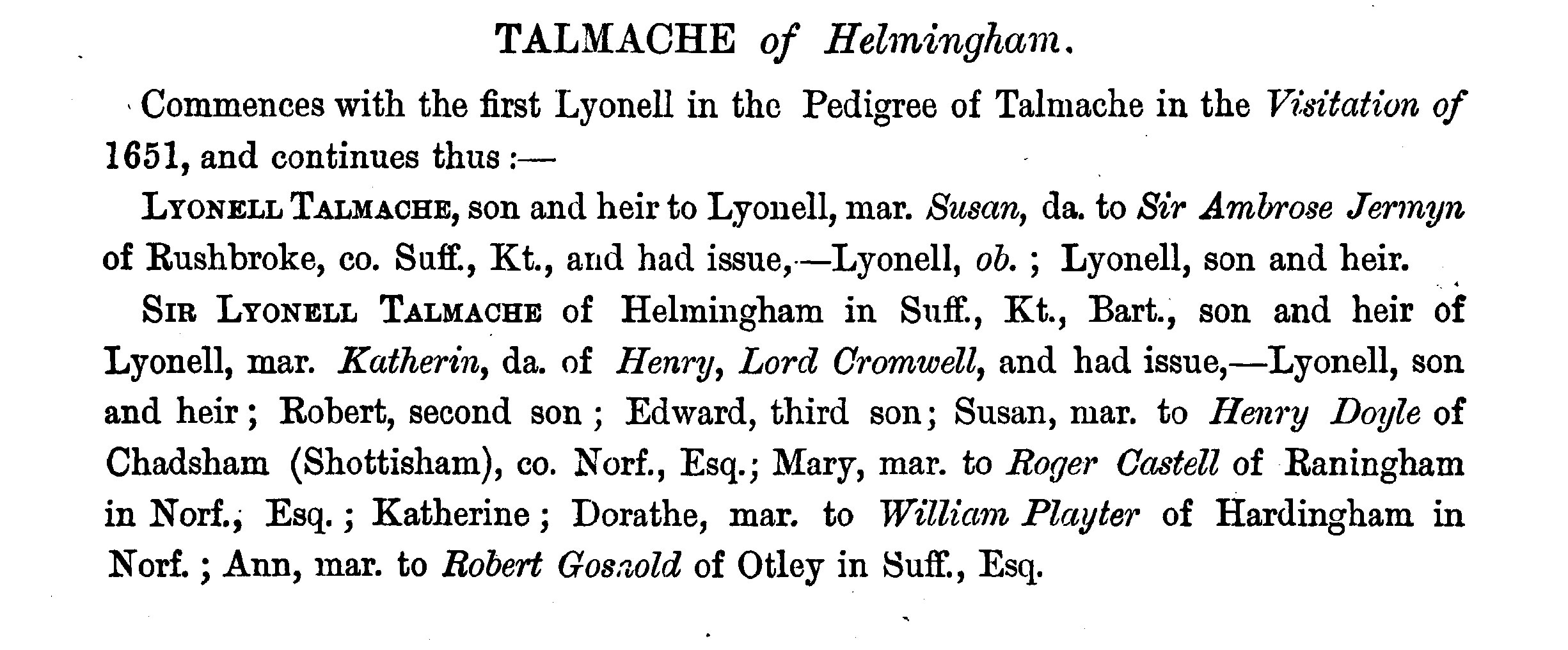 Talmache of Helmingham in The Visitations of Suffolk at TheGenealogist.co.uk
