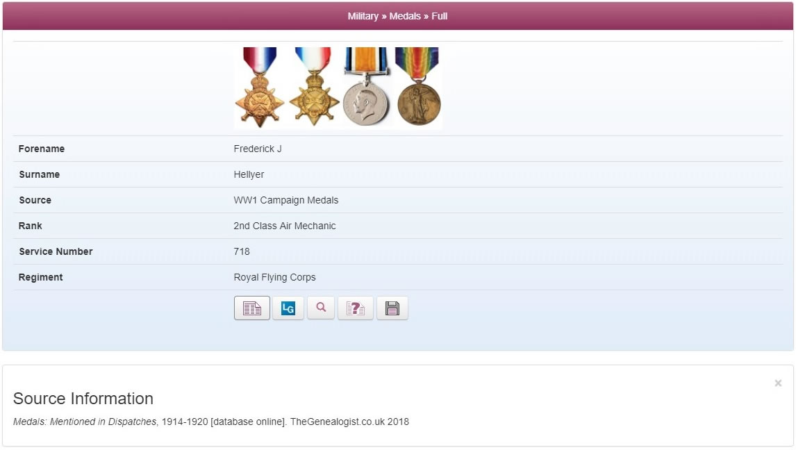 WWI Campaign Medals on TheGenealogist