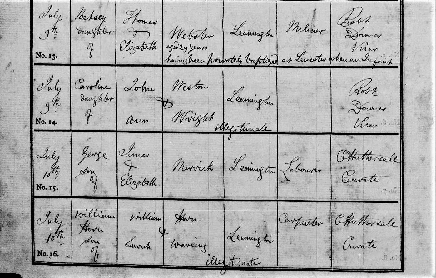 Some of the images reveal extra information on the page of the 1836 parish register
