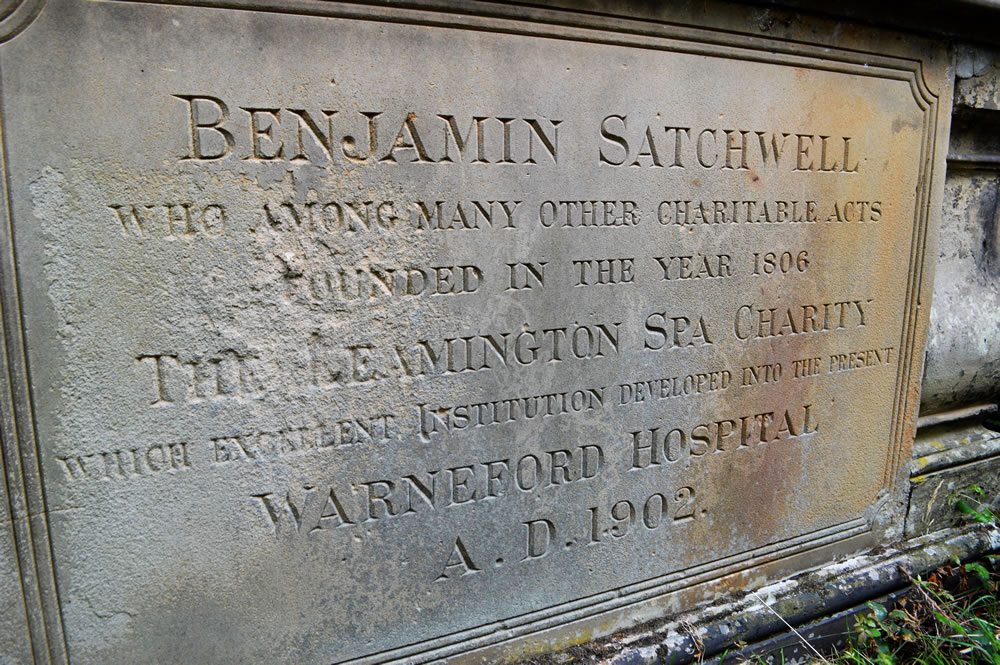 Detail of Benjamin Satchwell's grave, Leamington today. Photo (c) Nick Thorne