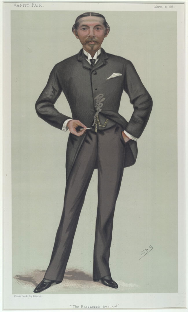 "The Baroness's husband". Caricature by Spy published in Vanity Fair in 1881. Leslie Ward [Public domain]