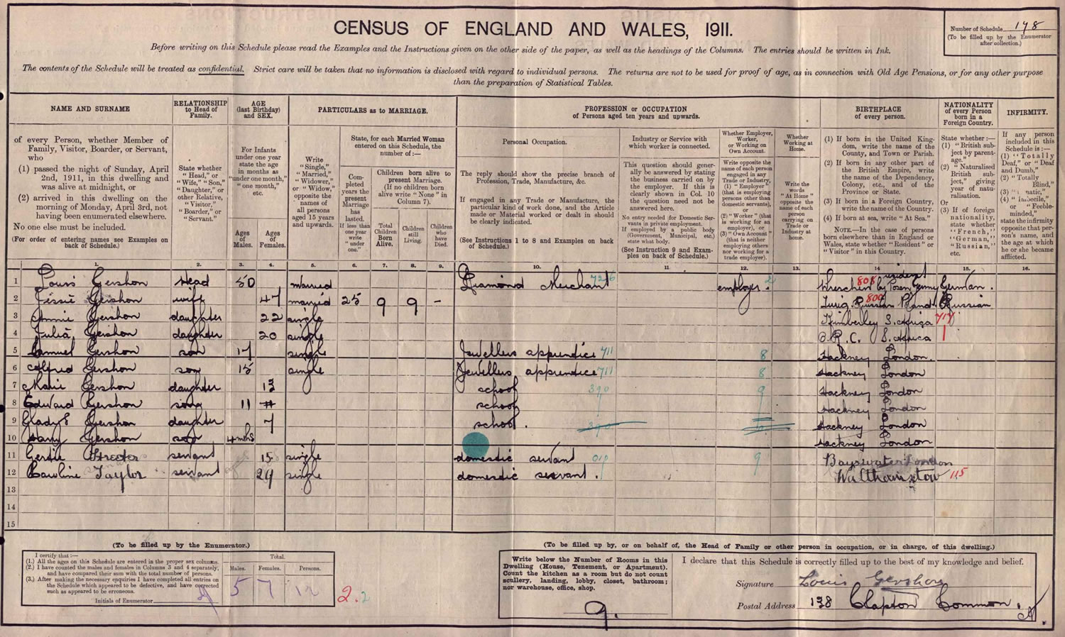 The 1911 census on TheGenealogist reveals that Samuel was a 17 year old Jeweller's apprentice at the time