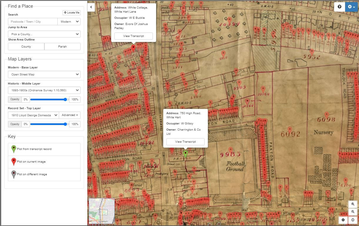 Lloyd George map on Map Explorer™ identifies the Buckle's home in relation to the Whit Hart pub behind which the grounds grew up