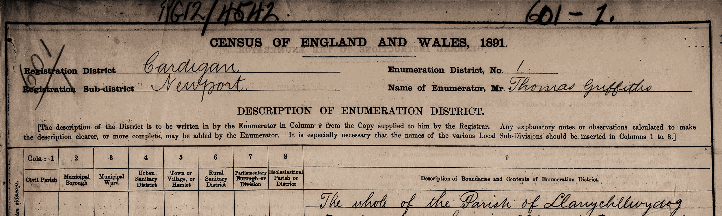 Census 1891 Cardiganshire