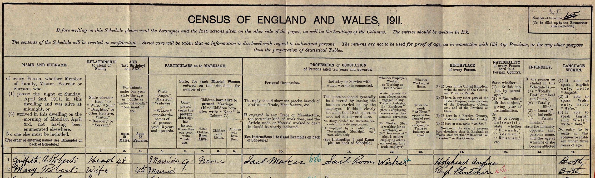 Census 1911 Anglesey
