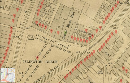 Collins' Music Hall identified on the Lloyd George Domesday map
