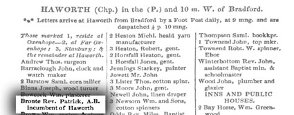 Patrick Brontë in the 1830 Parson & White’s Directory of Leeds
