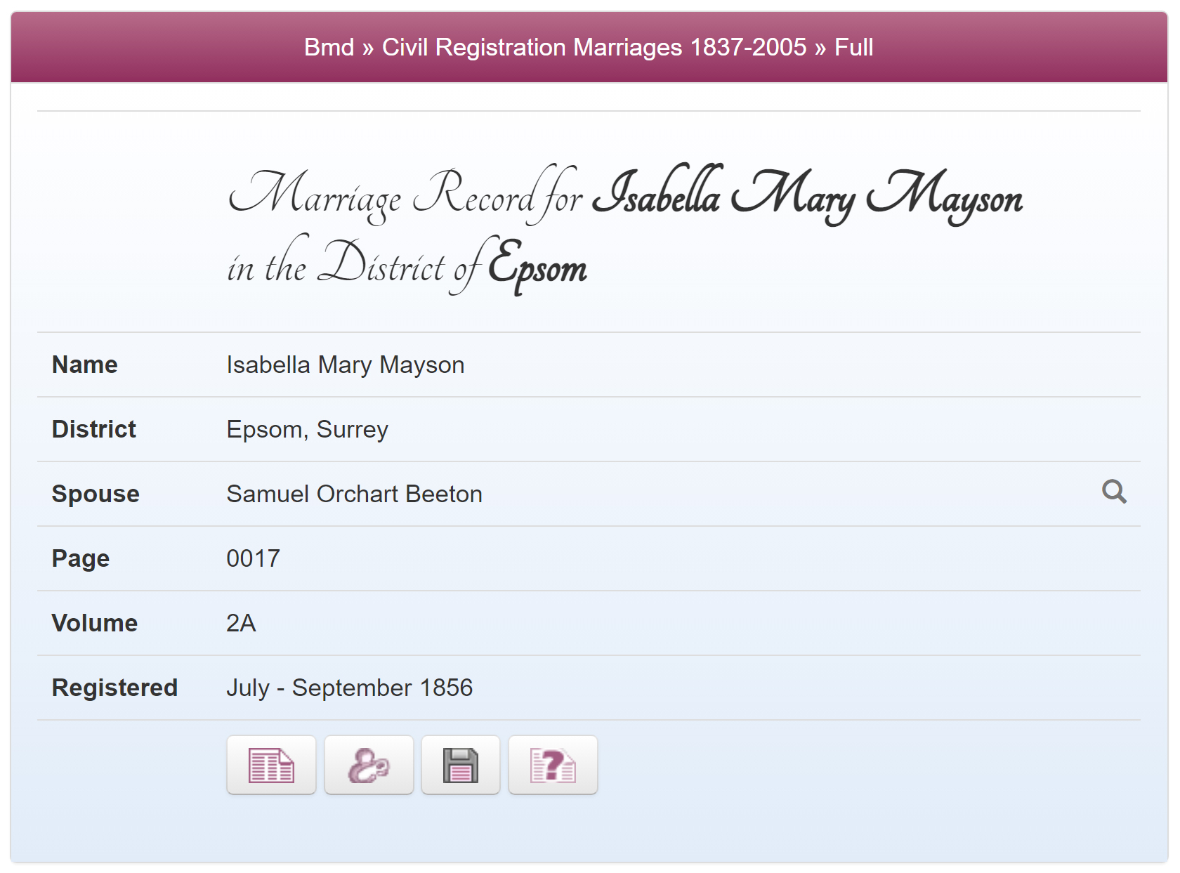 Finding a marriage using TheGenealogist's marriage transcripts