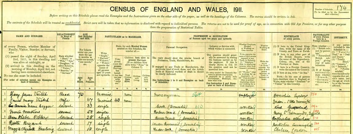 Veitch family on the 1911 Census at TheGenealogist.co.uk