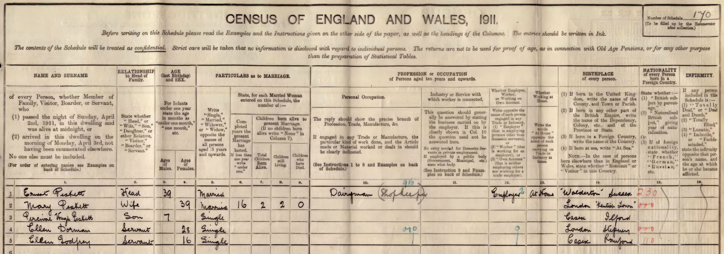 Essex 1911 Census