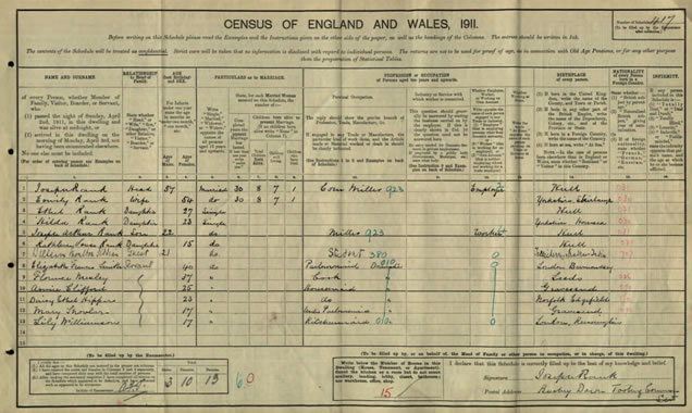 The Rank family in the 1911 Census from TheGenealogist.co.uk.
