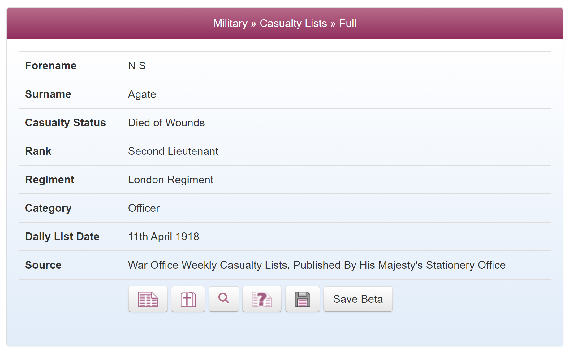 Norman Agate in the Casualty Lists on TheGenealogist.co.uk