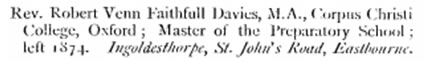 Robert in the 1911 Clergy List & the Rossall School Directory