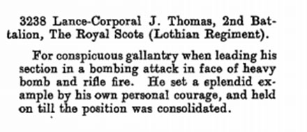 Lance Corporal Joseph Thomas in the London Gazette