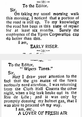 Letters page, The Wipers Times