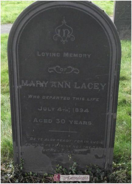 Mary Ann Lacey interred in St Mary and St Hardulph, Breedon on the Hill, Leicestershire