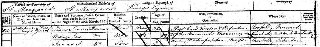 James Samuel Harman in the 1851 Census at TheGenealogist