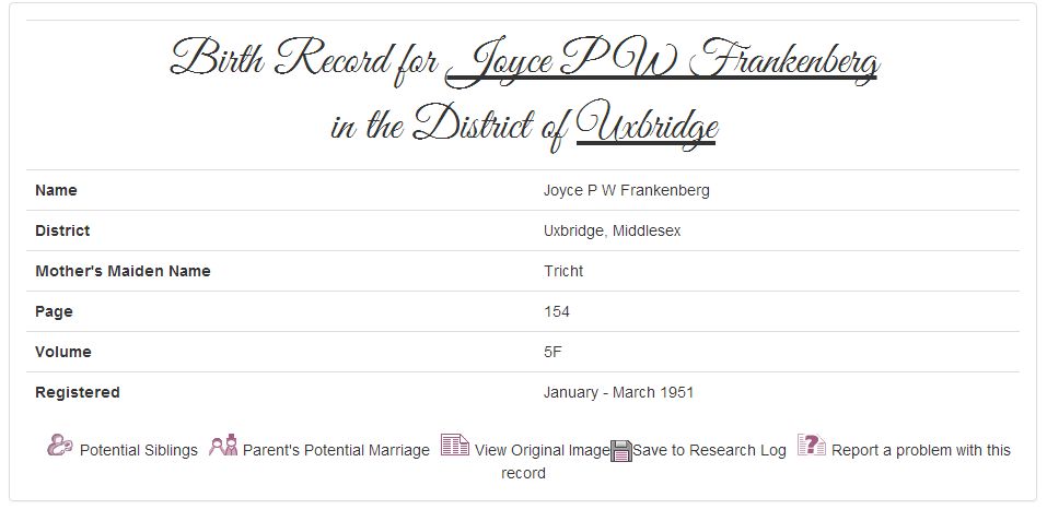 Jane's birth record at TheGenealogist.co.uk