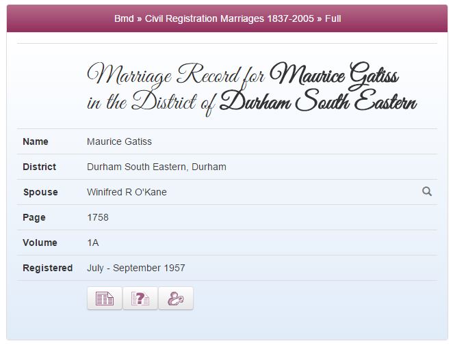 Maurice & Winifred's marriage record