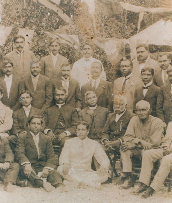 Liz Bonnin's g grandfather, George Rawle (seated centre in white) surrounded by clerics - circa 1909