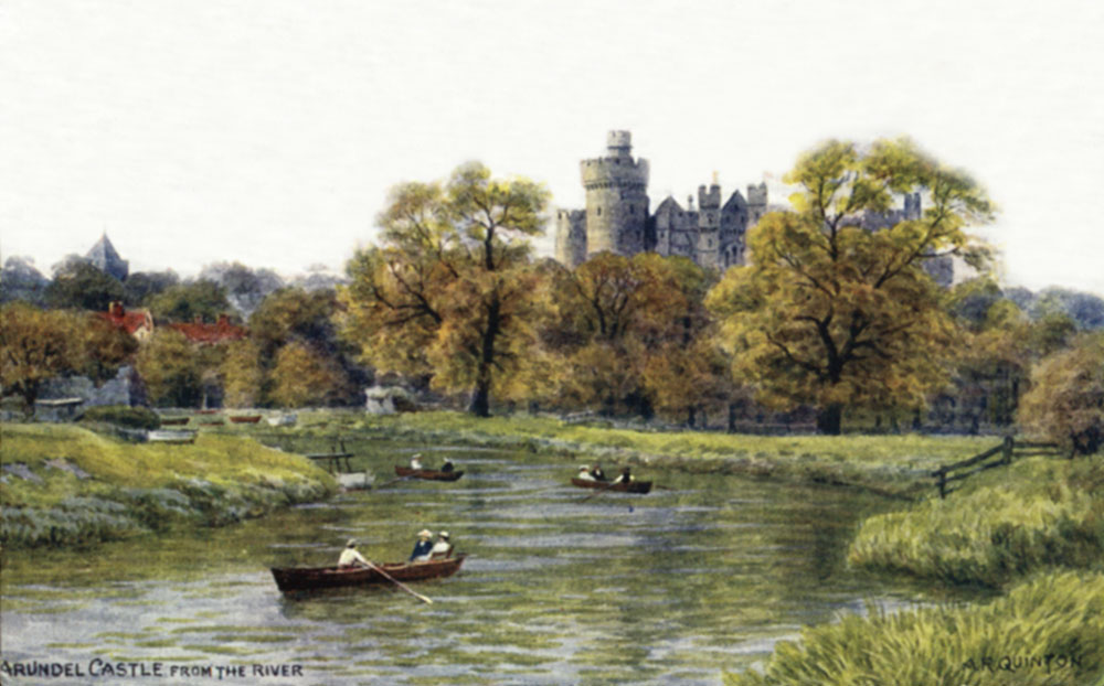 Arundel Castle from the Image Archives on TheGenealogist with the church on the left