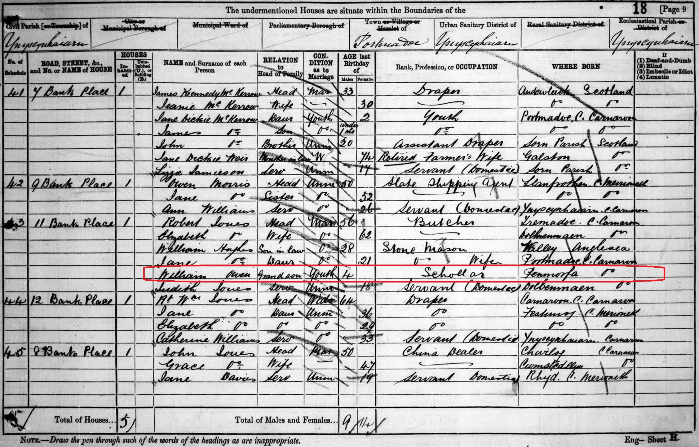 1881 census with 4 year old William in the care of his grandparents.