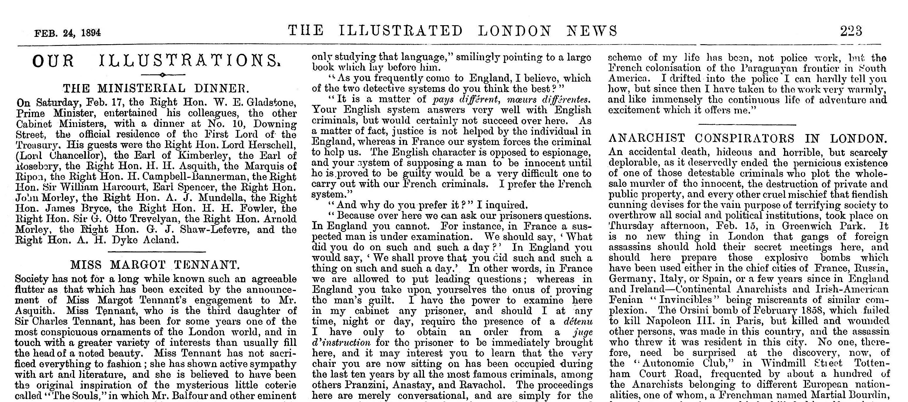 Anarchist Conspirators in London - The Illustrated London News, Feb 24 1894