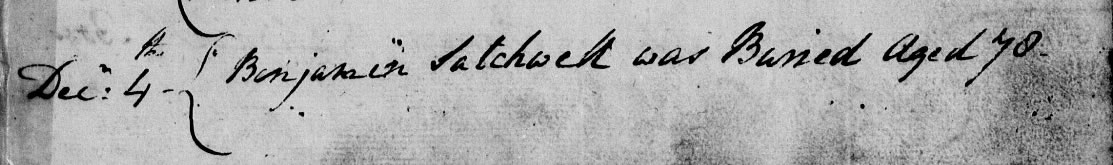 Burial at All Saints' of Benjamin Satchwell 1810 from the Parish Records on TheGenealogist
