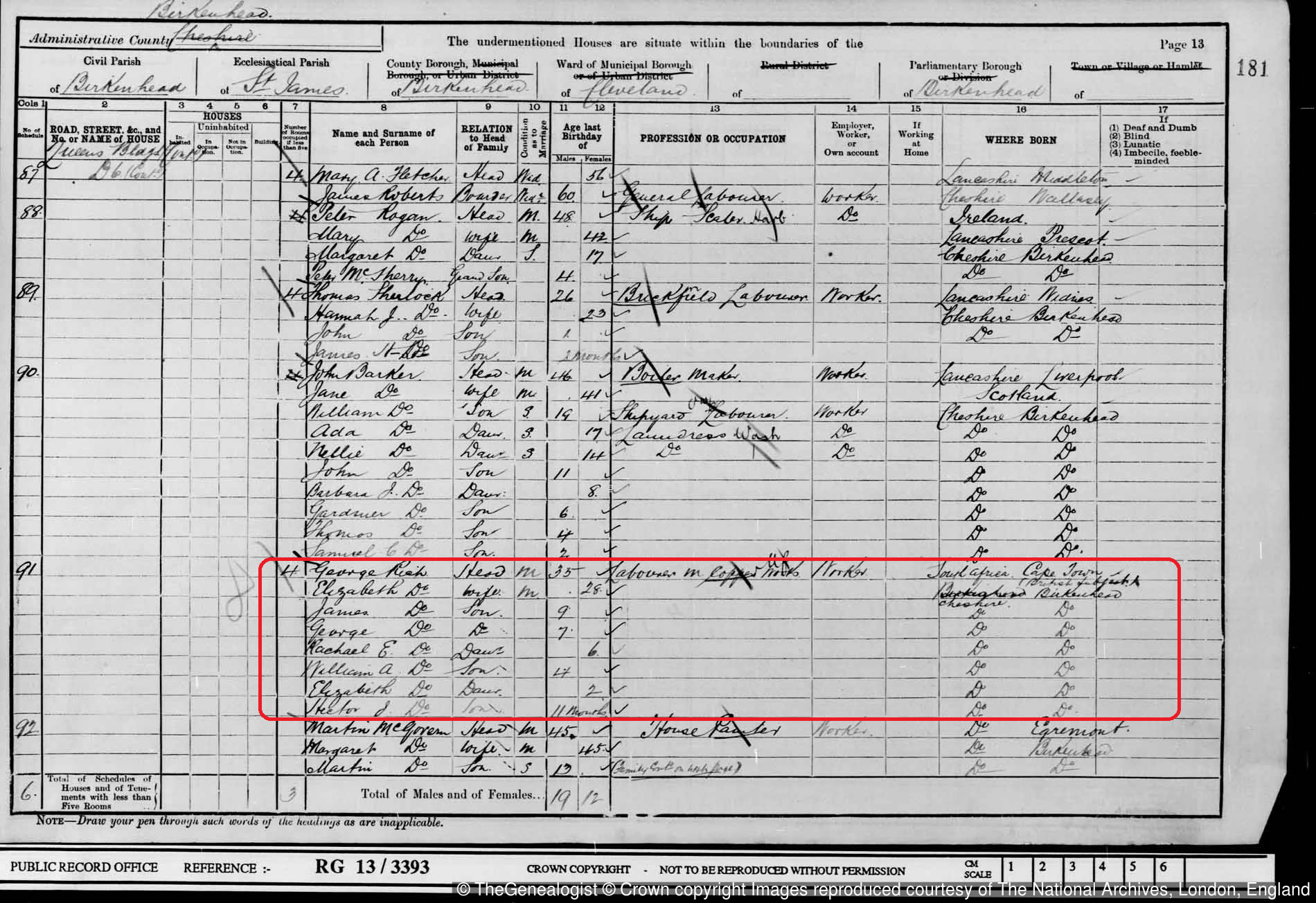 George Rich in the 1901 census on TheGenealogist reveals that he was born in South Africa
