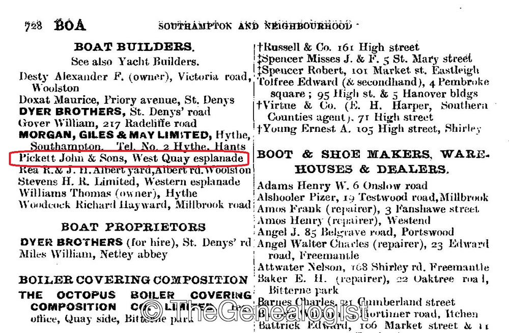 The 1913-1914 Kelly's Southampton directory on TheGenealogist