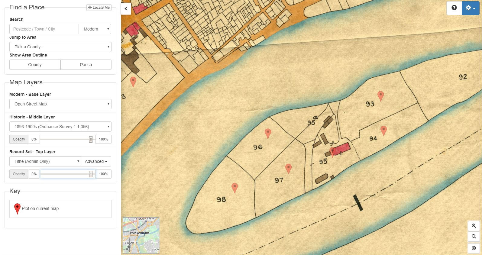 Tithe map of Eel Pie Island from the National Tithe collection on TheGenealogist MapExplorer™