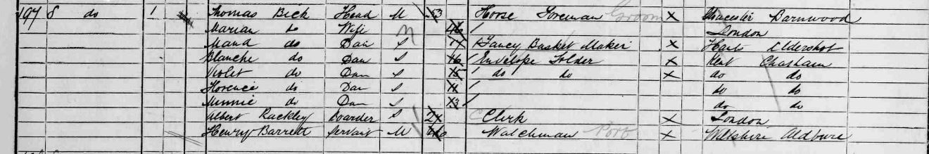 Eleven year old Florence in her parent's household for the 1891 census