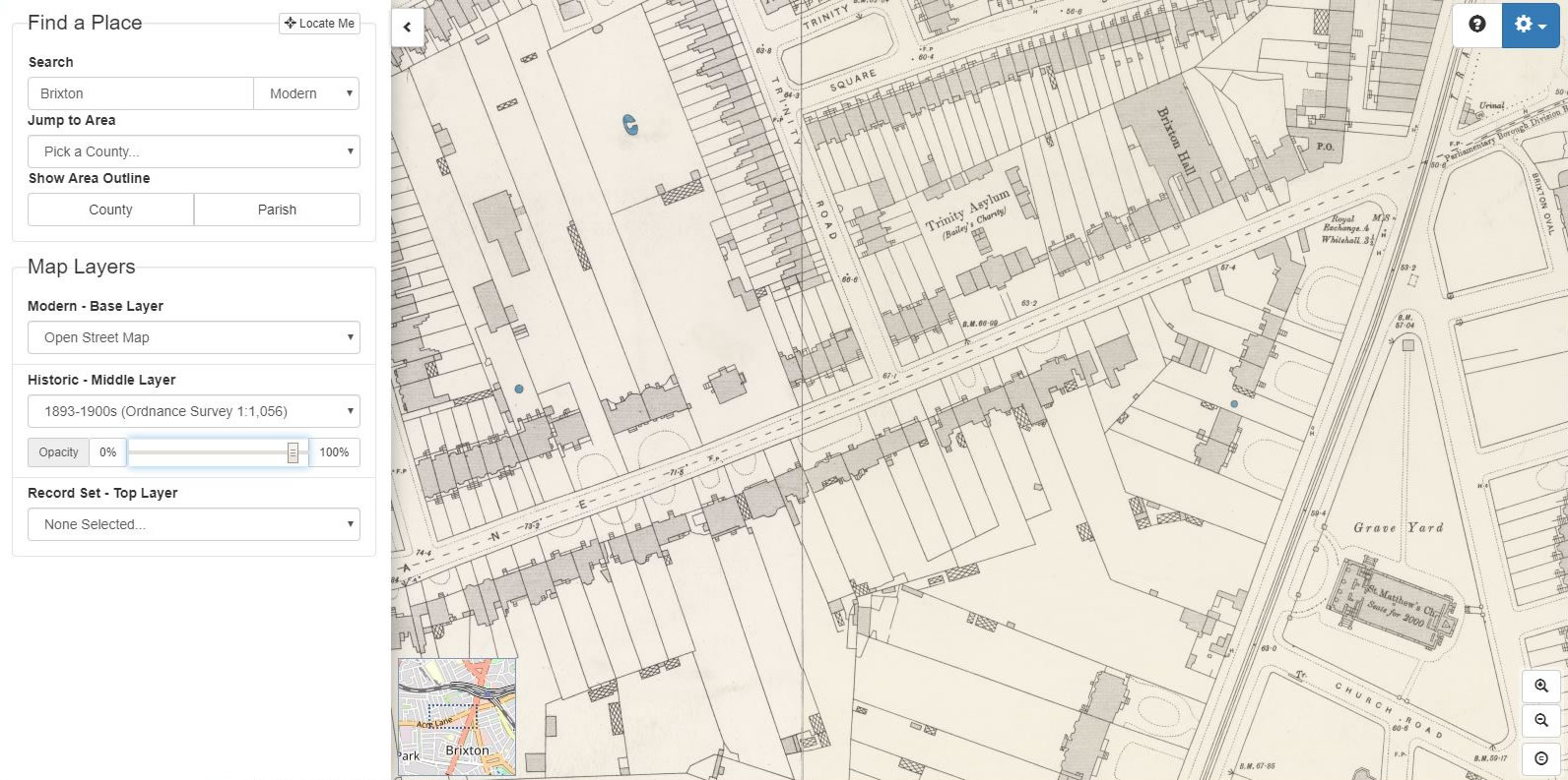 Houses on Acre Lane Brixton identified using TheGenealogist's Historical Map