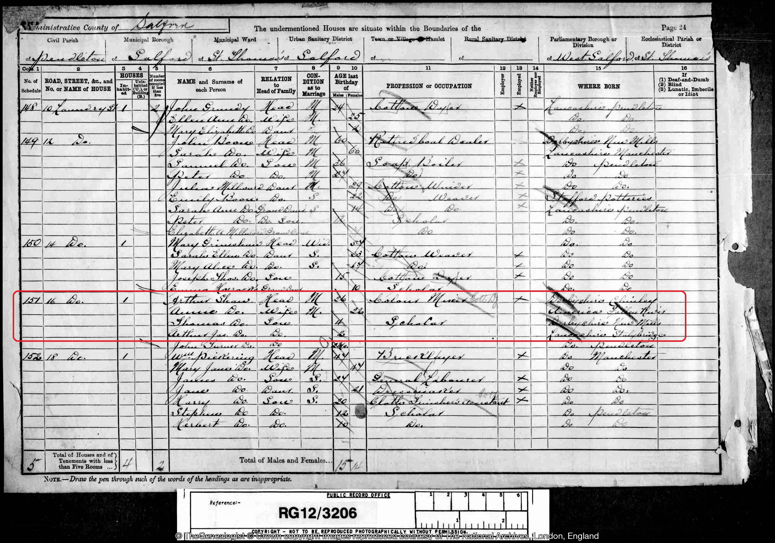 1891 census of Salford from TheGenealogist reveals that Sharon's great-grandmother had been born in the USA