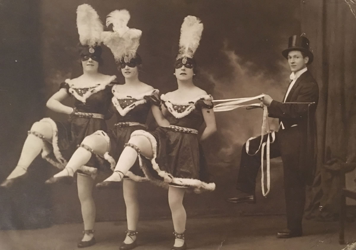 The Phil Ascot Four performing the pony trot. Dolly (Sharon Osbourne's grandmother) is the woman on the right. Image Credit: BBC/Wall to Wall Media Ltd/Gina Maszlin.