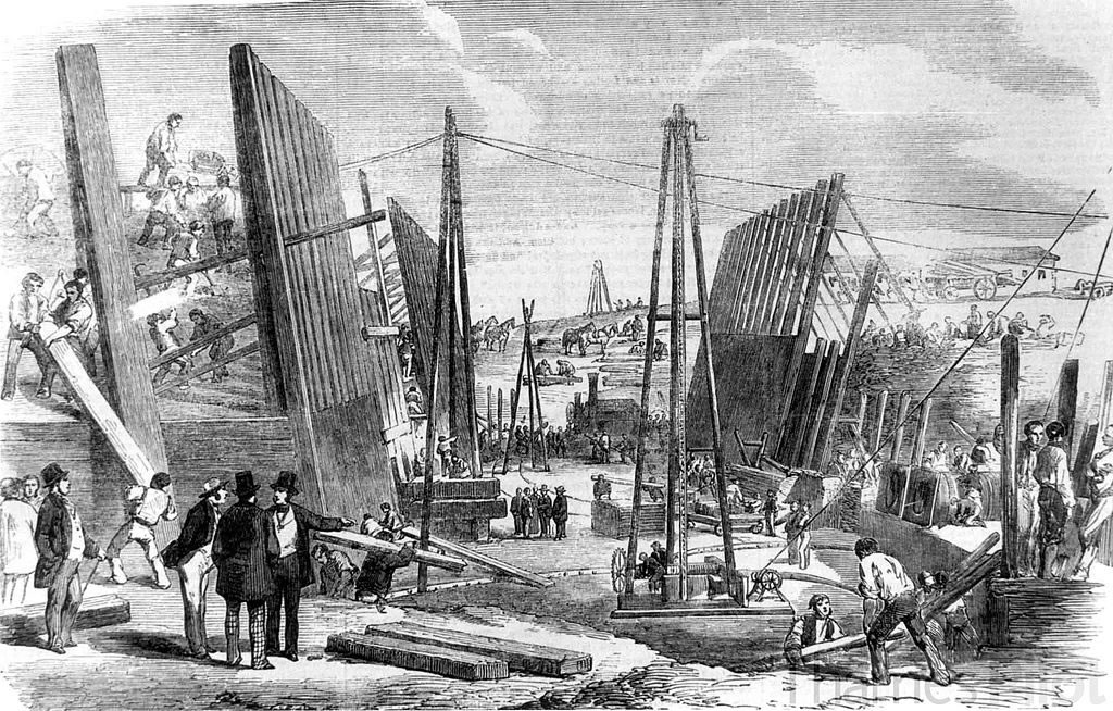 Building the Royal Victoria Docks 1854 from the Illustrated London News
