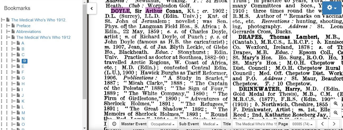 Sir Arthur Conan Doyle in The Medical Who's Who 1912 on TheGenealogist