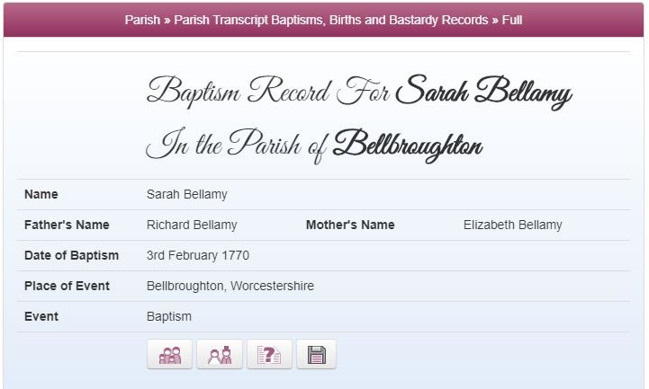 Transcript of the Worcestershire Parish Registers for the Parish of Belbroughton on TheGenealogist