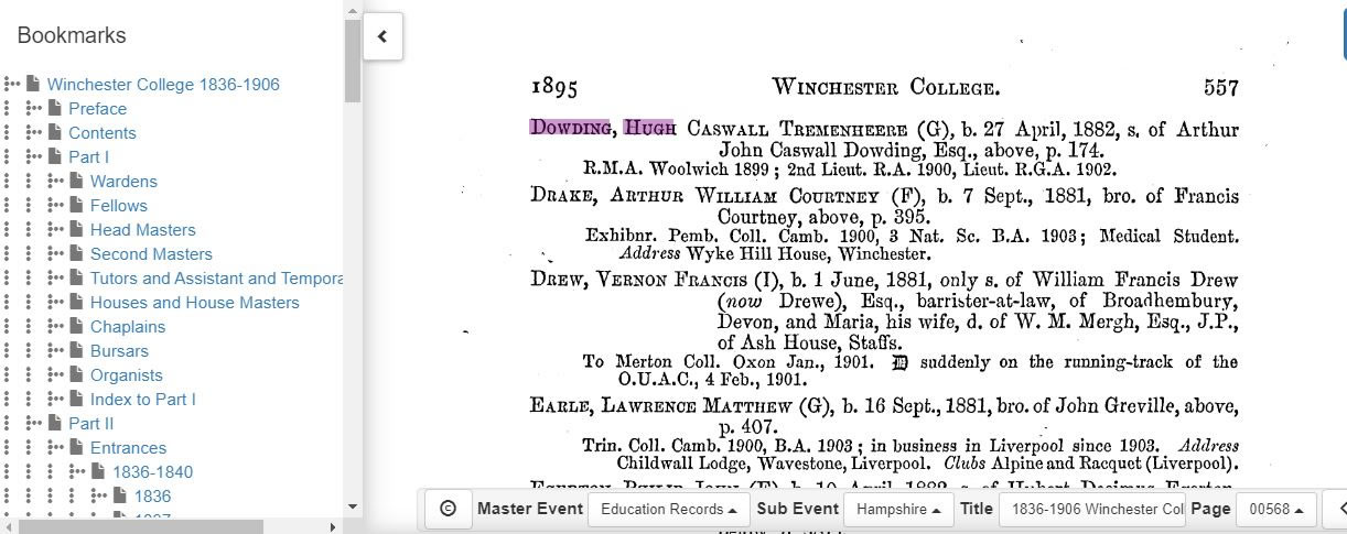 Educational records on TheGenealogist includes Winchester College 1836-1906